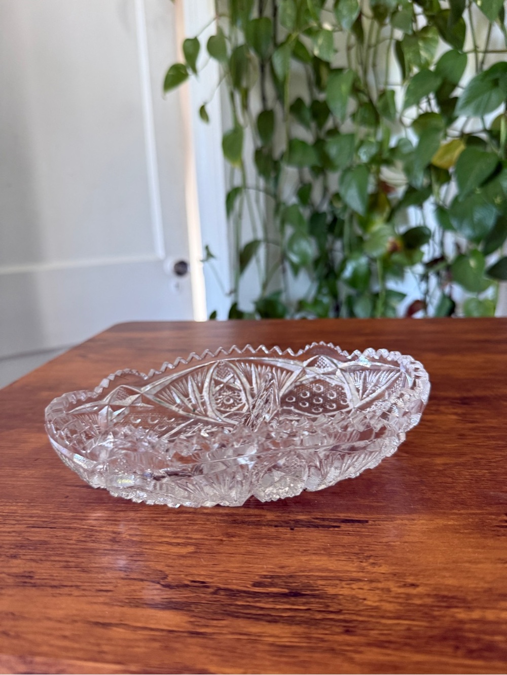 Clear Cut Glass Decorative Serving Dish - Clear